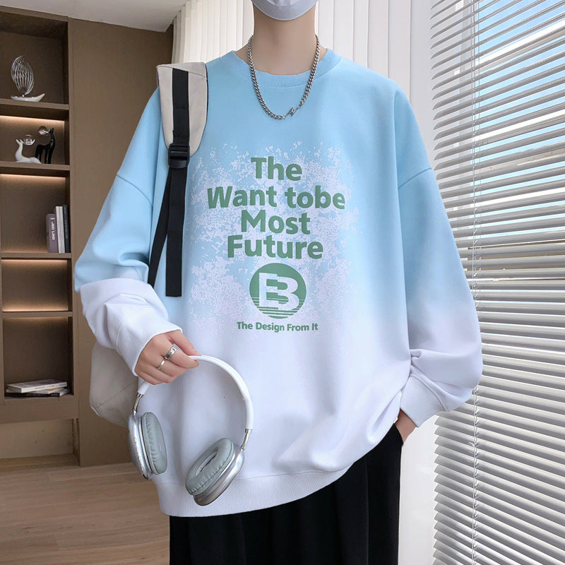 Trendy Gradient Long Sleeve Crew Neck Sweatshirt