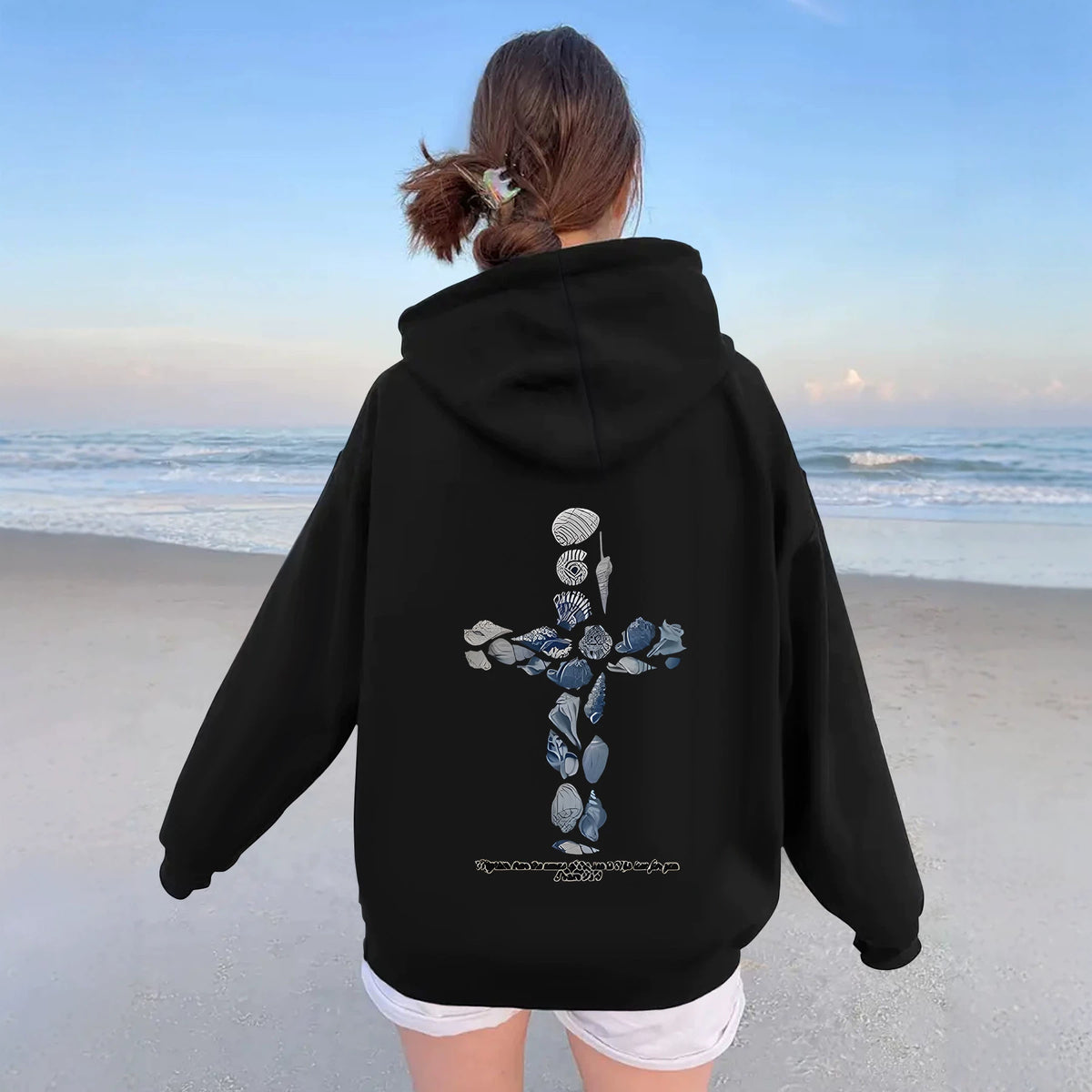 Ocean Shell Printed Hoodie