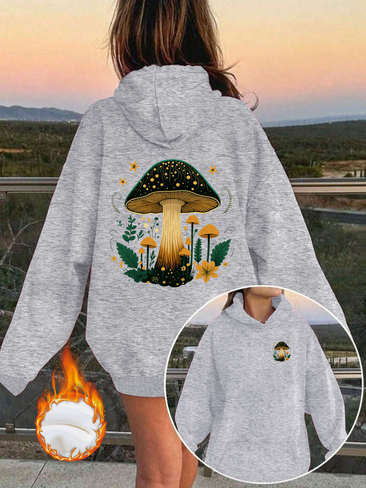 Velvet hooded sweatshirt
