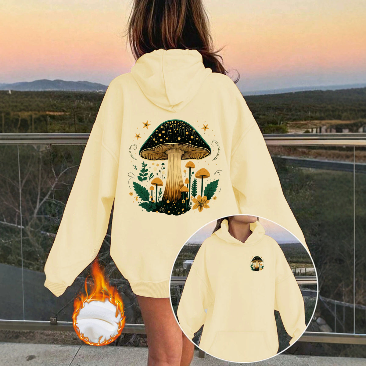 Velvet hooded sweatshirt