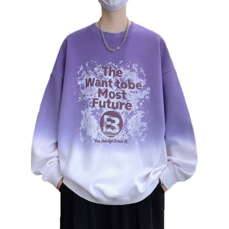 Trendy Gradient Long Sleeve Crew Neck Sweatshirt
