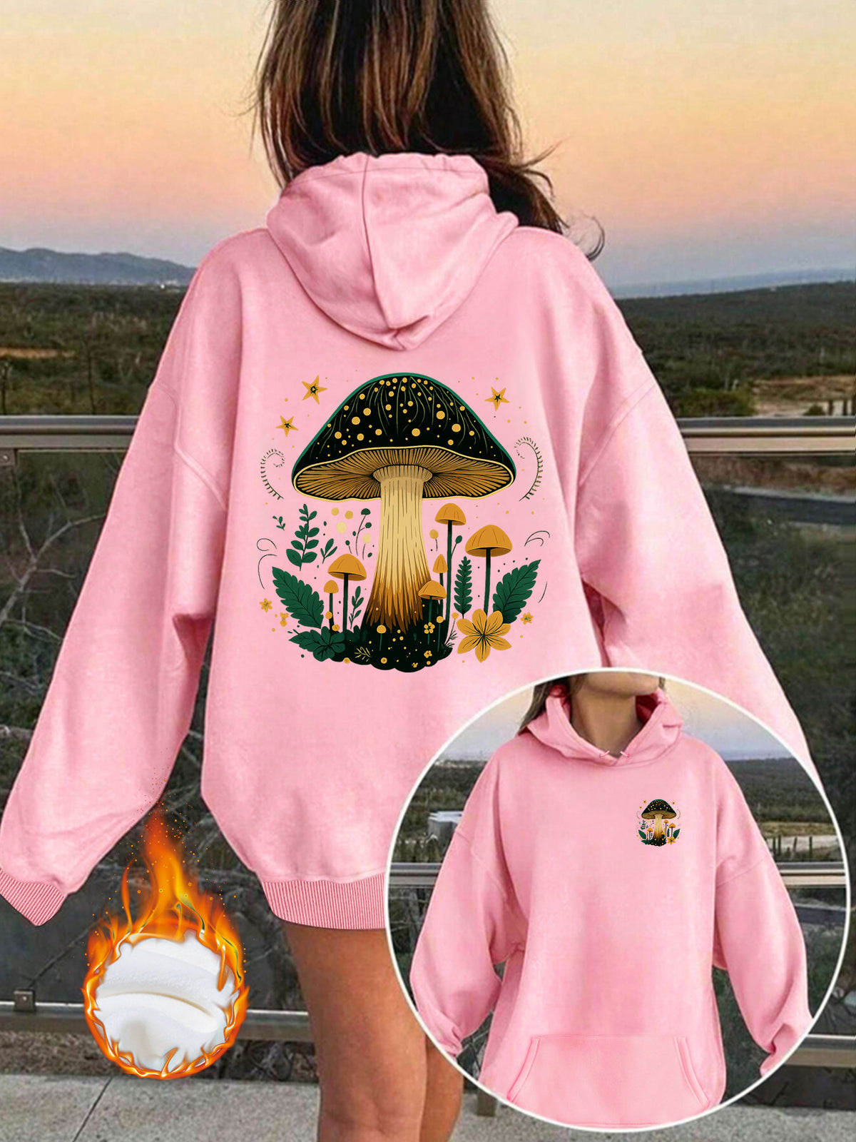 Velvet hooded sweatshirt