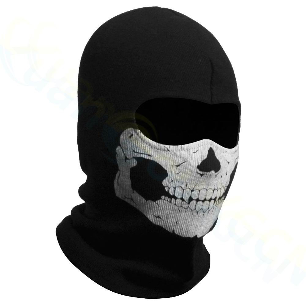 Motorcycle Balaclava Full Face Mask Skull Print Motorbike Full Face Mask Windproof Skiing Head Neck Warmer Bicycle Helmet Liner