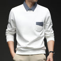 Men's Business Casual Faux Two-Piece Long Sleeve Crew Neck Sweatshirt