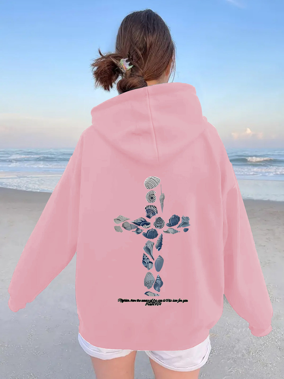 Ocean Shell Printed Hoodie