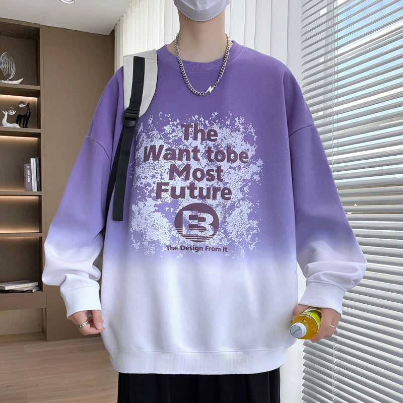 Trendy Gradient Long Sleeve Crew Neck Sweatshirt