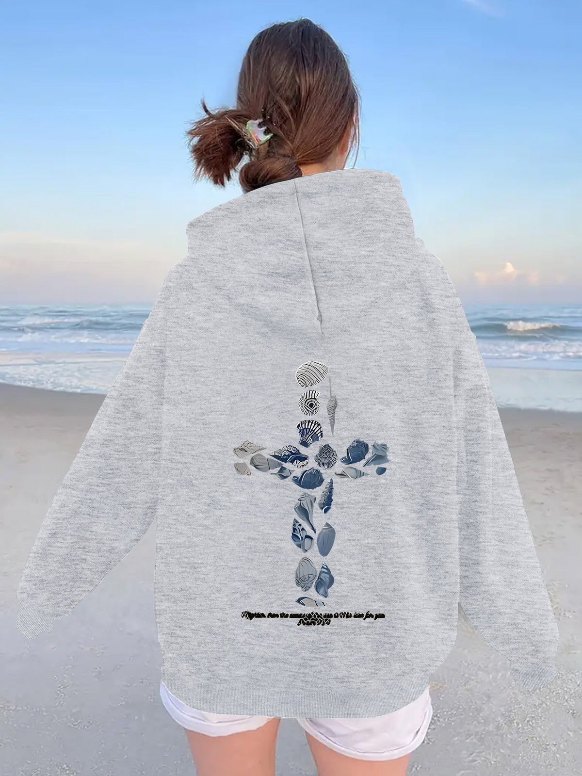 Ocean Shell Printed Hoodie
