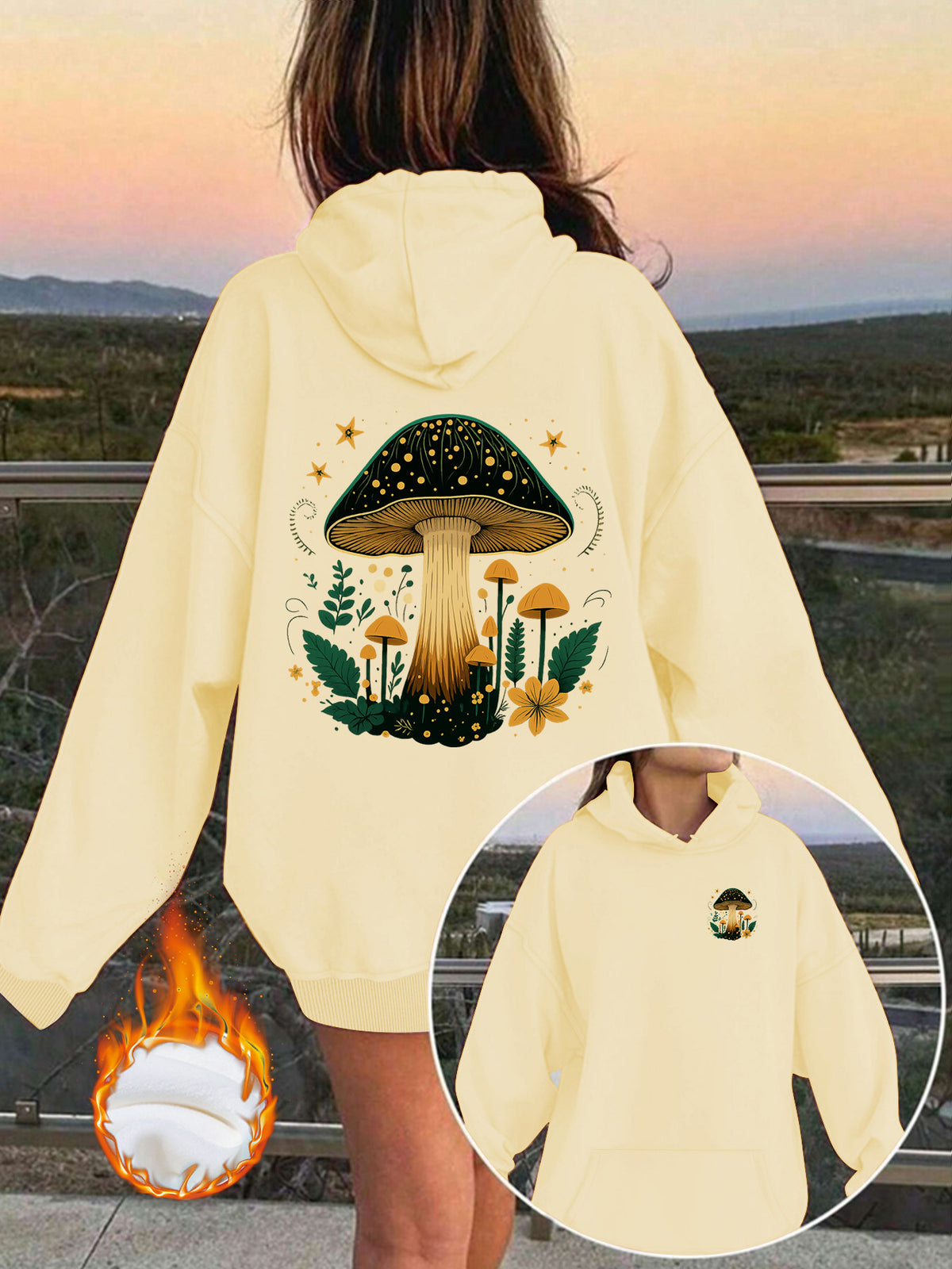 Velvet hooded sweatshirt