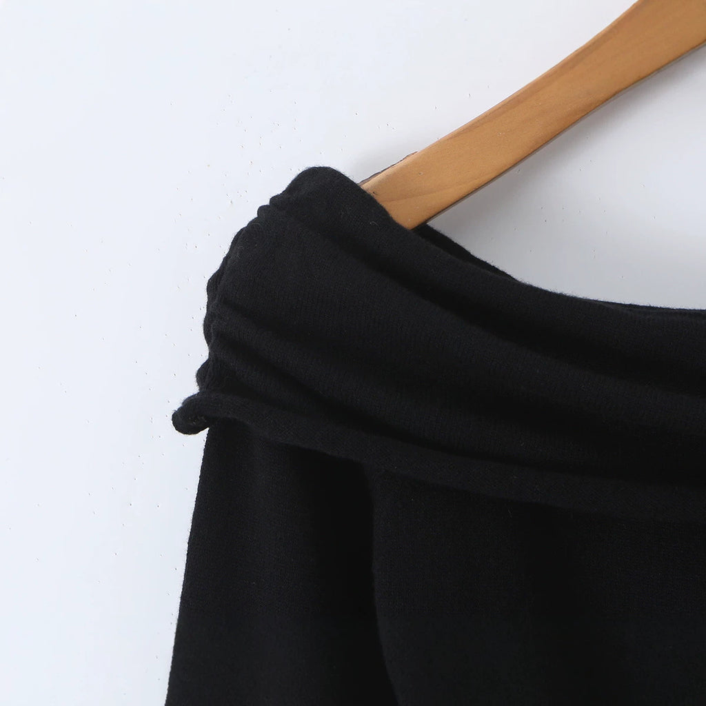 One shoulder handmade crochet irregular sweater for women