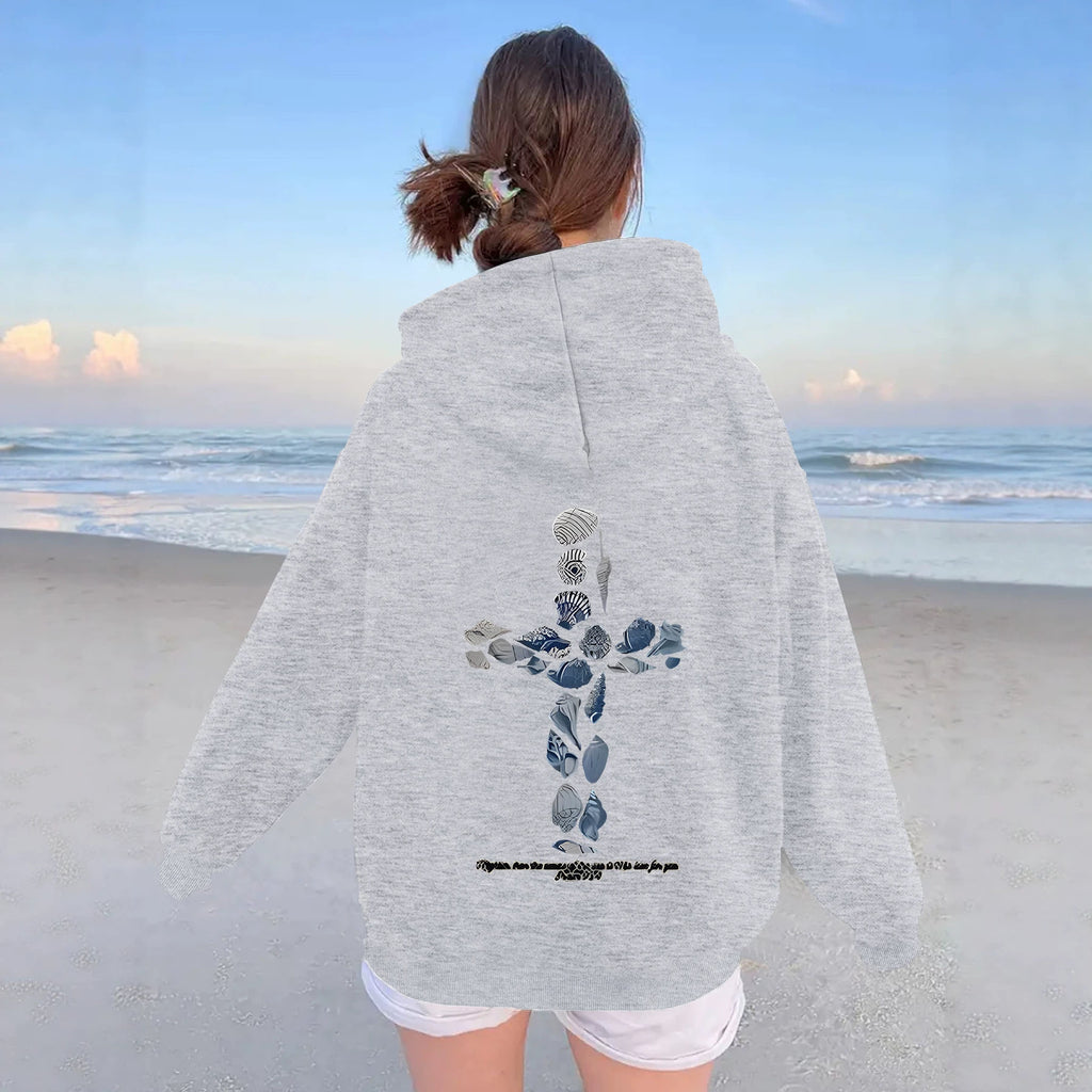 Ocean Shell Printed Hoodie