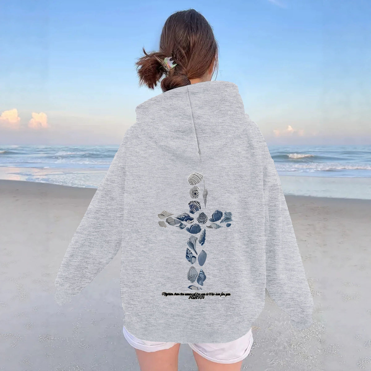 Ocean Shell Printed Hoodie