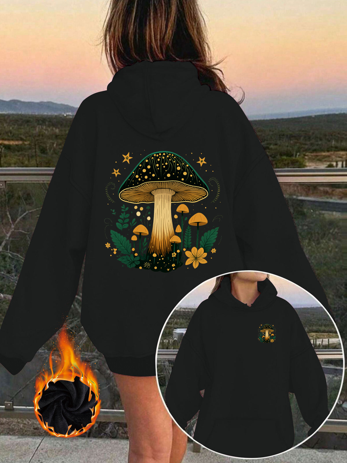 Velvet hooded sweatshirt