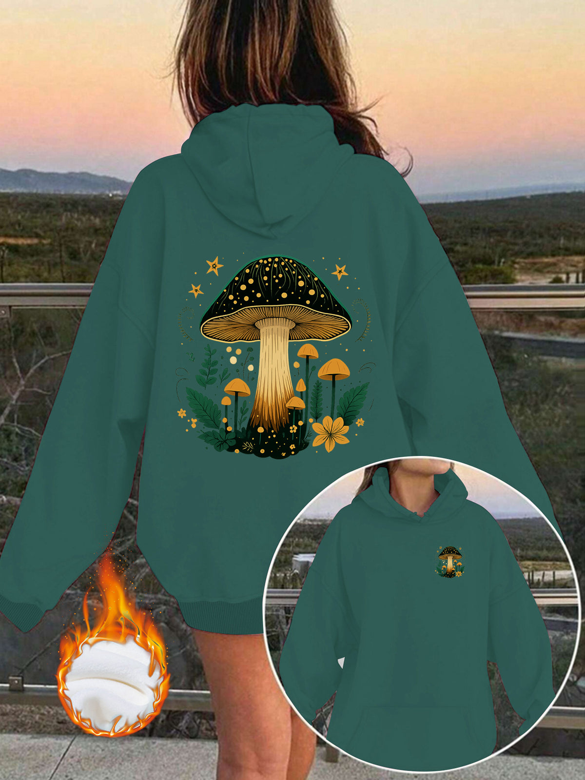 Velvet hooded sweatshirt
