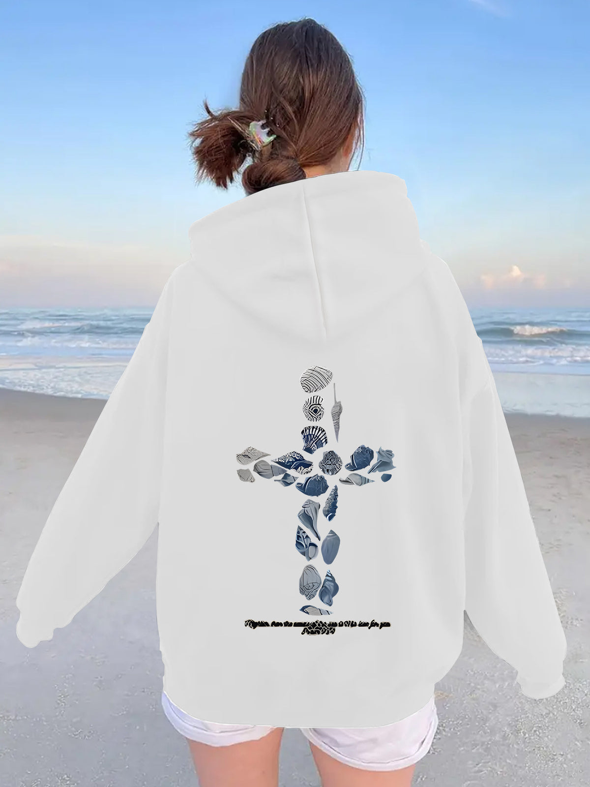 Ocean Shell Printed Hoodie