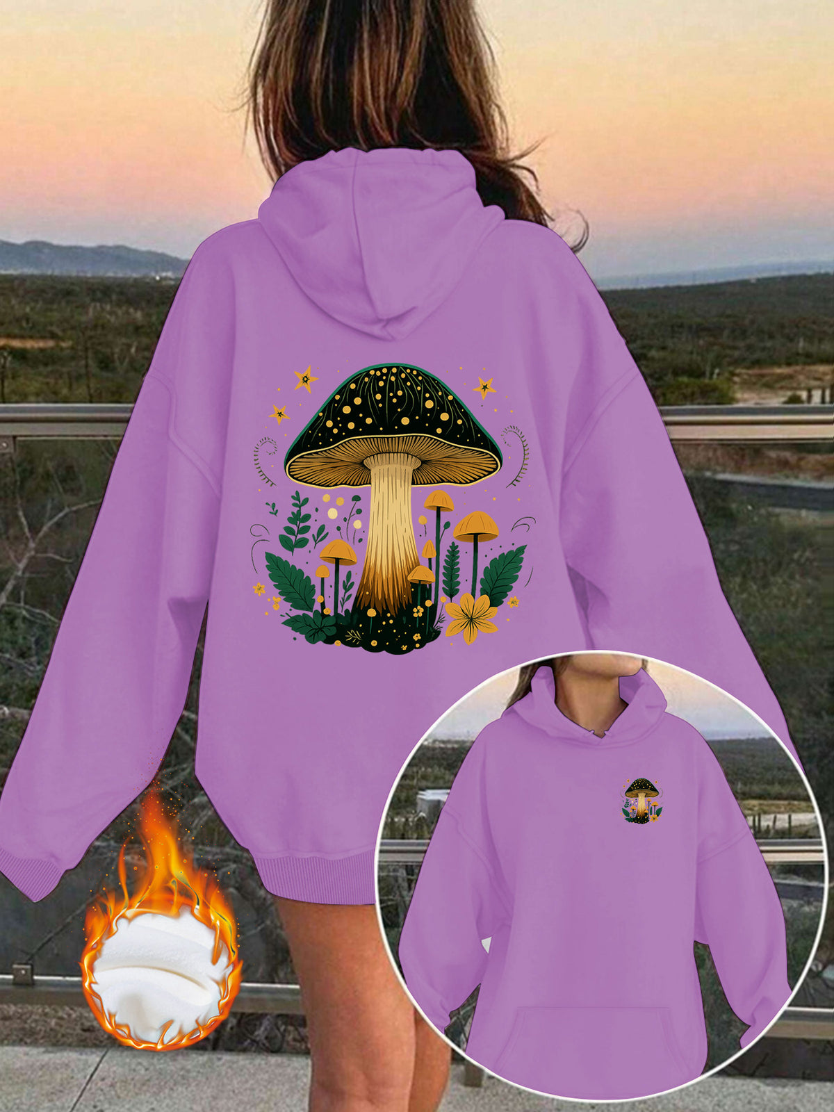 Velvet hooded sweatshirt