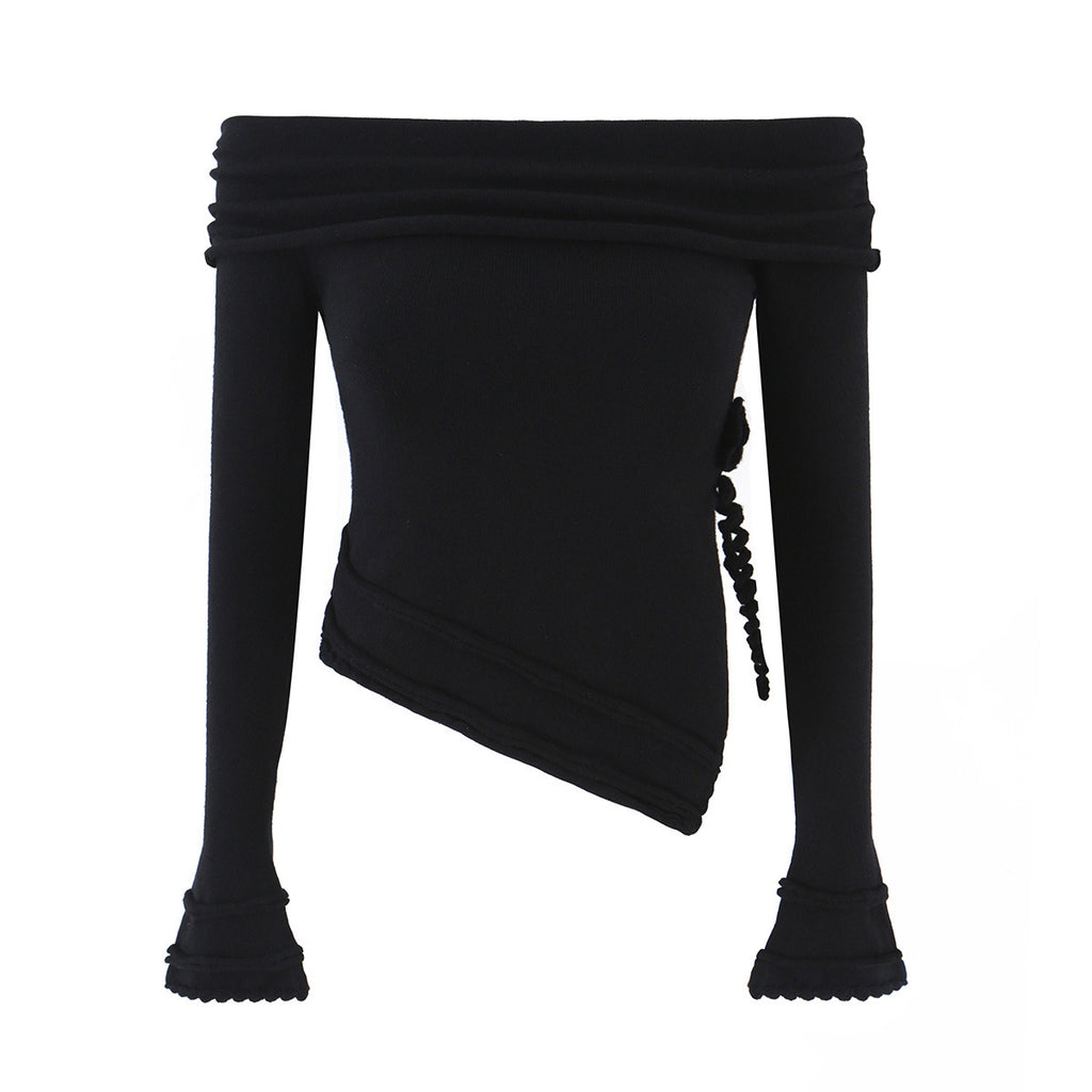 One shoulder handmade crochet irregular sweater for women