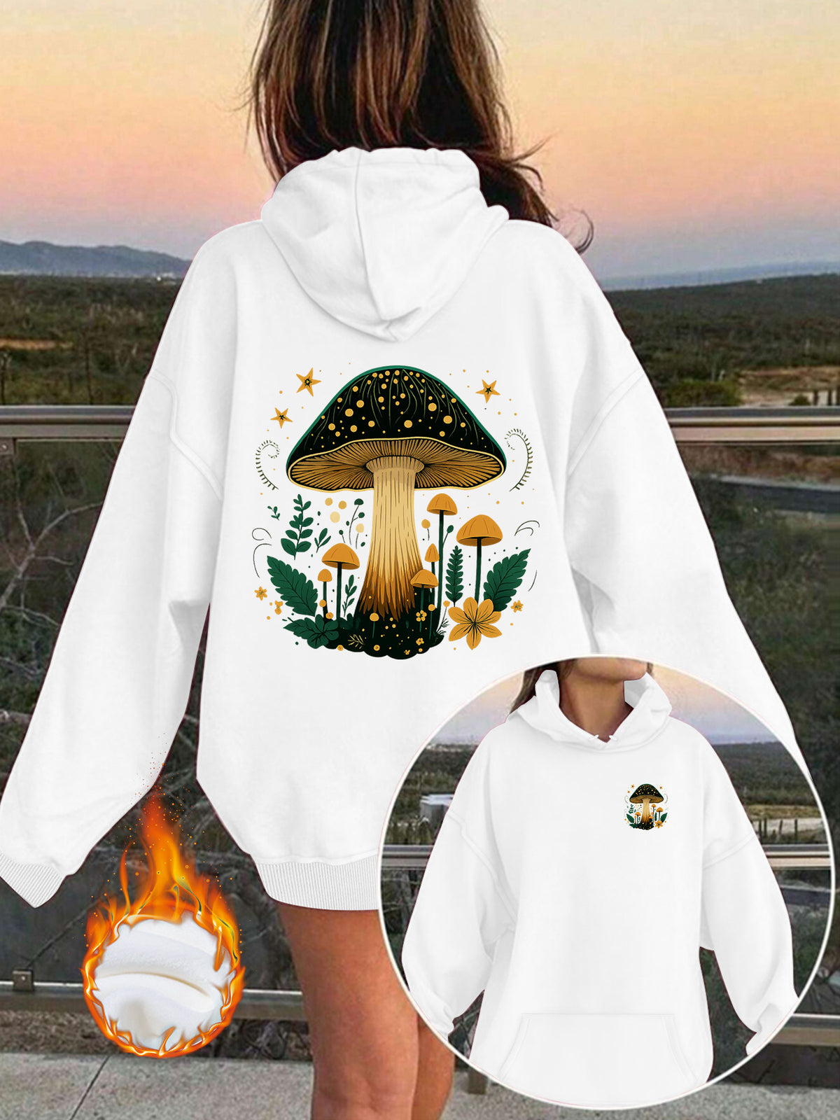 Velvet hooded sweatshirt