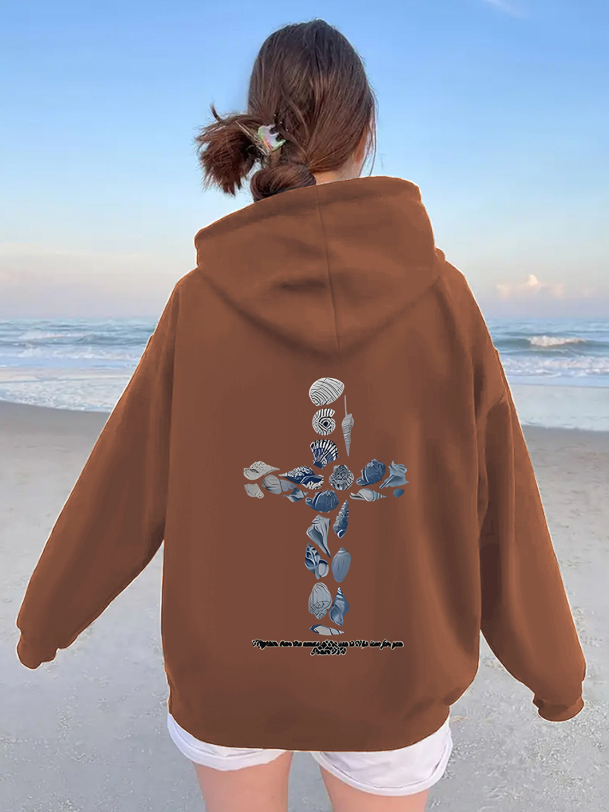 Ocean Shell Printed Hoodie